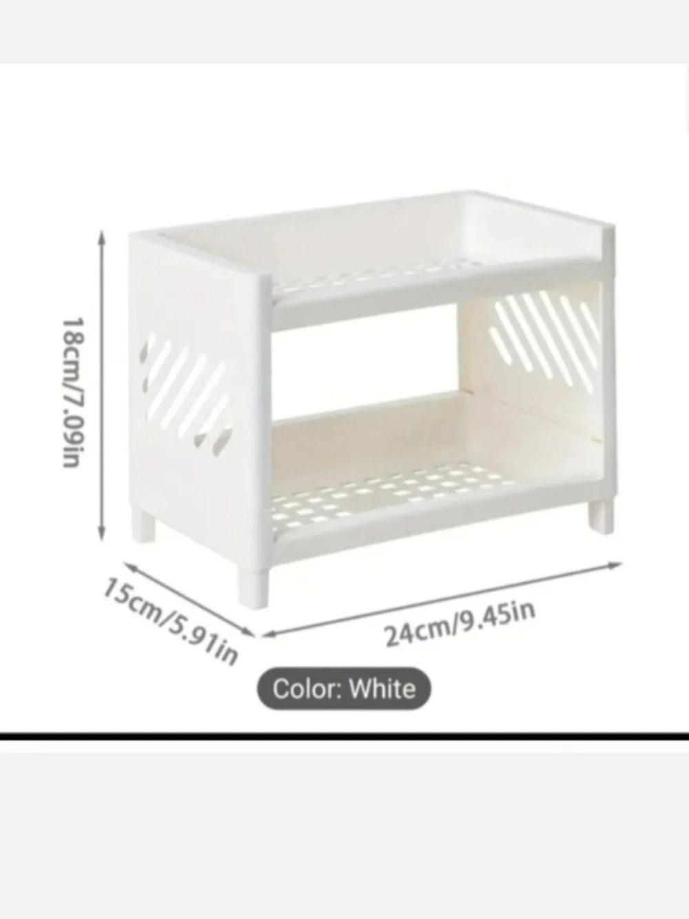 White 2-Tier Plastic Shelf Organizer X 2